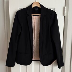 Topshop Black Tailored Blazer with Pale Pink Lining
